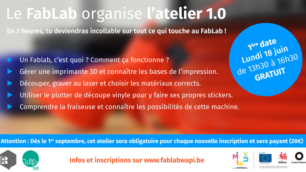 Le FabLab organise l’atelier 1.0 (gratuit)
